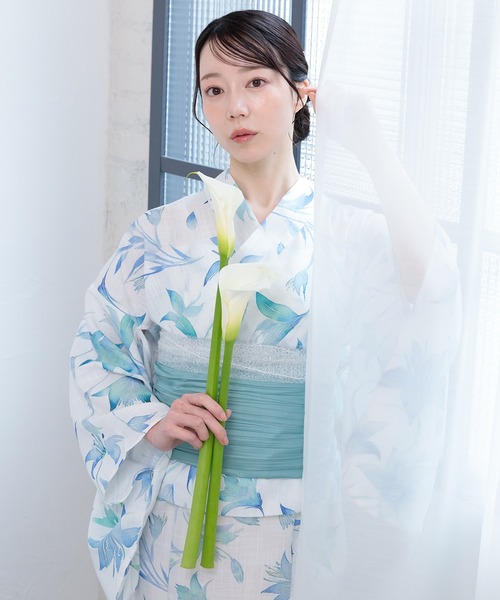 セール】ワンピース浴衣【ワンピース・羽織・しわ兵児帯3点セット
