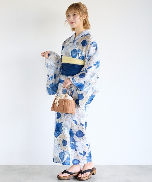 SHE HER HER HERS(シーハーハーハーズ)の「ワンピース浴衣【ワンピース・羽織・しわ兵児帯3点セット】(浴衣・レディース・ホワイト×ネイビー/ホワイト×パープル/ホワイト×イエロー/ネイビー×ホワイト/C/B/A/F/E/D・FREE)」の19枚目の写真