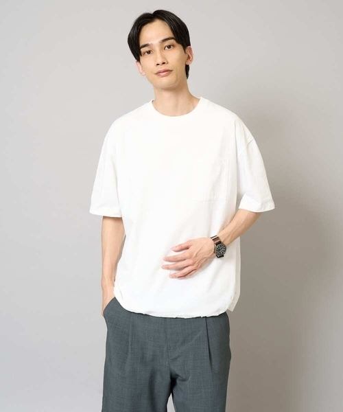 a.v.v(アーヴェヴェ)の「【速乾/毛玉になりにくい】ドローコード付きワイドシルエットカットソー(Tシャツ/カットソー・メンズ・ホワイト/チャコールグレー/ネイビー・50/48/44/46)」の1枚目の写真