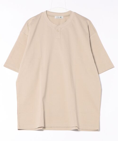 aimoha(アイモハ)の「aimoha men シンプルヘンリーネックシャツ (SS)(Tシャツ/カットソー・メンズ・ブラック/ベージュ・X-LARGE/XX-LARGE/XXX-LARGE/LARGE)」の4枚目の写真