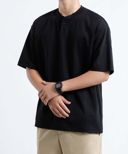 aimoha(アイモハ)の「aimoha men シンプルヘンリーネックシャツ (SS)(Tシャツ/カットソー・メンズ・ブラック/ベージュ・X-LARGE/XX-LARGE/XXX-LARGE/LARGE)」の11枚目の写真