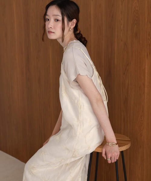 ヨージヤマモト2020ＡＷキャミワンピース 胸元デザインタイトロングキャミワンピース[品番：AMTW0009004