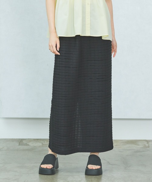 LAKOLE（ラコレ）の「カットシャーリングナロースカート / 450293（スカート・レディース・ブラック/ミント/アイボリー/オレンジ/その他2・FREE）」の2枚目の写真