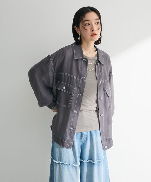 ELENCARE DUE(エレンカーレデュエ)の「・ELENCARE DUE カラーステッチシアーGジャン(その他アウター・レディース・グリーン/チャコールグレー/オフホワイト/ブラック・FREE)」の8枚目の写真