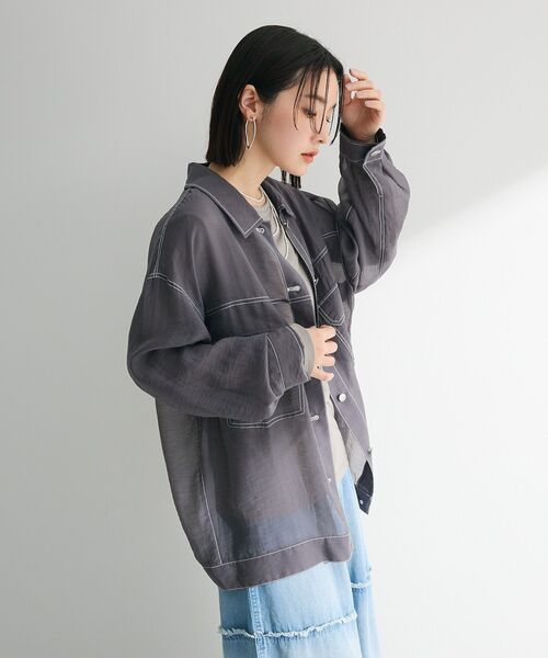 ELENCARE DUE(エレンカーレデュエ)の「・ELENCARE DUE カラーステッチシアーGジャン(その他アウター・レディース・グリーン/チャコールグレー/オフホワイト/ブラック・FREE)」の9枚目の写真