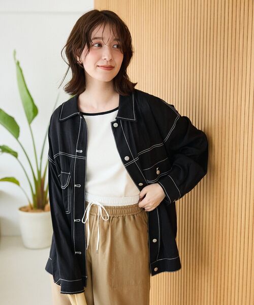 ELENCARE DUE(エレンカーレデュエ)の「・ELENCARE DUE カラーステッチシアーGジャン(その他アウター・レディース・グリーン/チャコールグレー/オフホワイト/ブラック・FREE)」の14枚目の写真