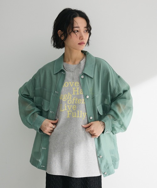ELENCARE DUE(エレンカーレデュエ)の「・ELENCARE DUE カラーステッチシアーGジャン(その他アウター・レディース・グリーン/チャコールグレー/オフホワイト/ブラック・FREE)」の4枚目の写真