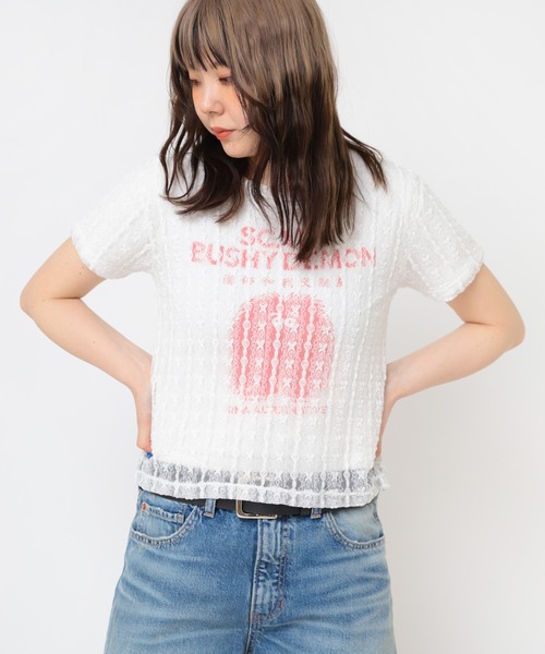 RNA(アールエヌエー)の「M2464 レイヤードレースT(Tシャツ/カットソー・レディース・ホワイト/ブラック/ライトブルー・MEDIUM)」の11枚目の写真