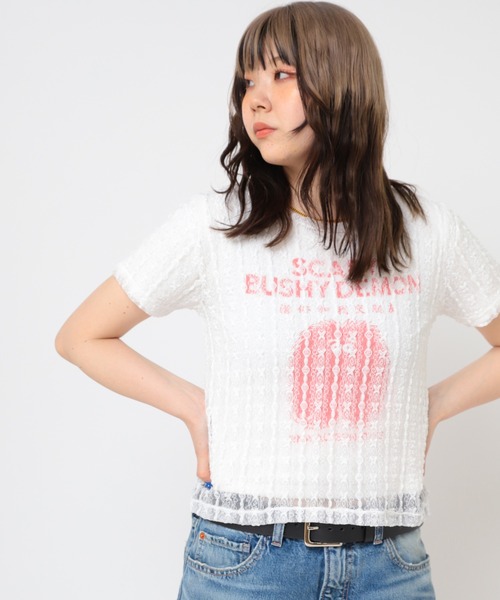 RNA(アールエヌエー)の「M2464 レイヤードレースT(Tシャツ/カットソー・レディース・ホワイト/ブラック/ライトブルー・MEDIUM)」の18枚目の写真