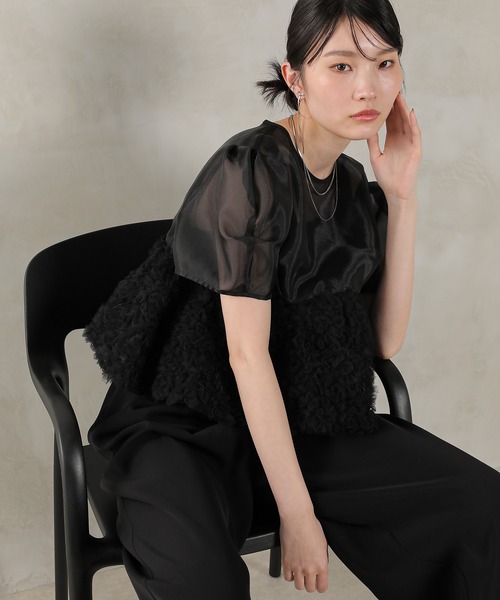 Kana（カナ）の「オーガンジー ハイウエスト パンツドレス ２点セット パーティー ドレス 結婚式 お呼ばれ オケージョン（パンツドレス・レディース・グレー/ブラック/ベージュ×ブラック/ベージュ系その他2・M/S）」の9枚目の写真