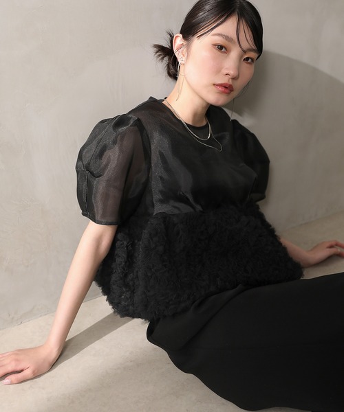 Kana（カナ）の「オーガンジー ハイウエスト パンツドレス ２点セット パーティー ドレス 結婚式 お呼ばれ オケージョン（パンツドレス・レディース・グレー/ブラック/ベージュ×ブラック/ベージュ系その他2・M/S）」の7枚目の写真