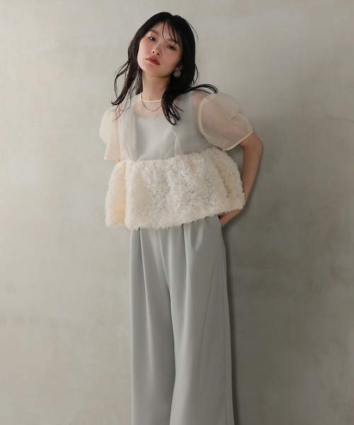 Kana（カナ）の「オーガンジー ハイウエスト パンツドレス ２点セット パーティー ドレス 結婚式 お呼ばれ オケージョン（パンツドレス・レディース・グレー/ブラック/ベージュ×ブラック/ベージュ系その他2・M/S）」の22枚目の写真