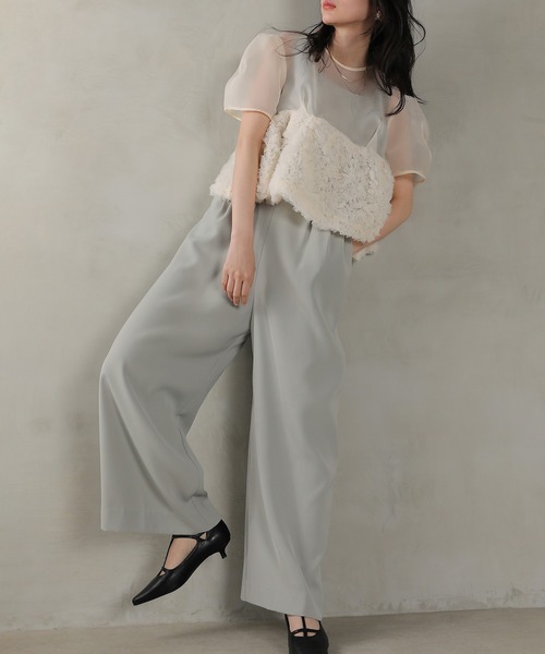 Kana（カナ）の「オーガンジー ハイウエスト パンツドレス ２点セット パーティー ドレス 結婚式 お呼ばれ オケージョン（パンツドレス・レディース・グレー/ブラック/ベージュ×ブラック/ベージュ系その他2・M/S）」の21枚目の写真
