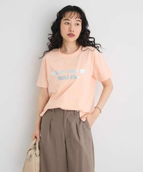 CRAFT STANDARD BOUTIQUE（クラフトスタンダードブティック）の「メタリックロゴプリントTEE（Tシャツ/カットソー・レディース・アイボリー/ブラック/ピンク/ブラウン・FREE）」の6枚目の写真