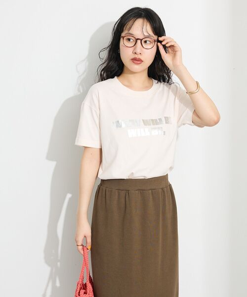 CRAFT STANDARD BOUTIQUE（クラフトスタンダードブティック）の「メタリックロゴプリントTEE（Tシャツ/カットソー・レディース・アイボリー/ブラック/ピンク/ブラウン・FREE）」の17枚目の写真
