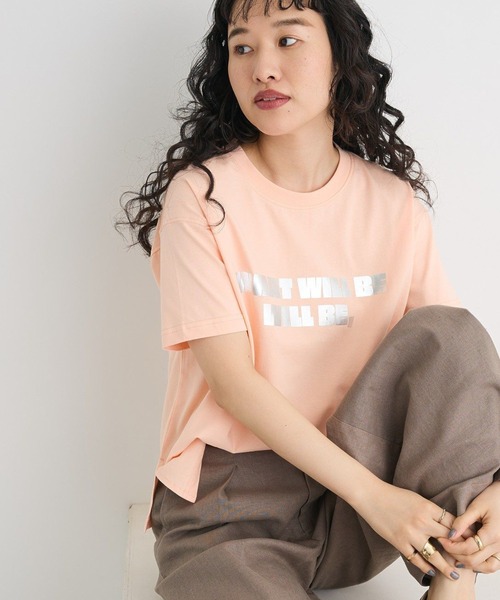 CRAFT STANDARD BOUTIQUE（クラフトスタンダードブティック）の「メタリックロゴプリントTEE（Tシャツ/カットソー・レディース・アイボリー/ブラック/ピンク/ブラウン・FREE）」の4枚目の写真