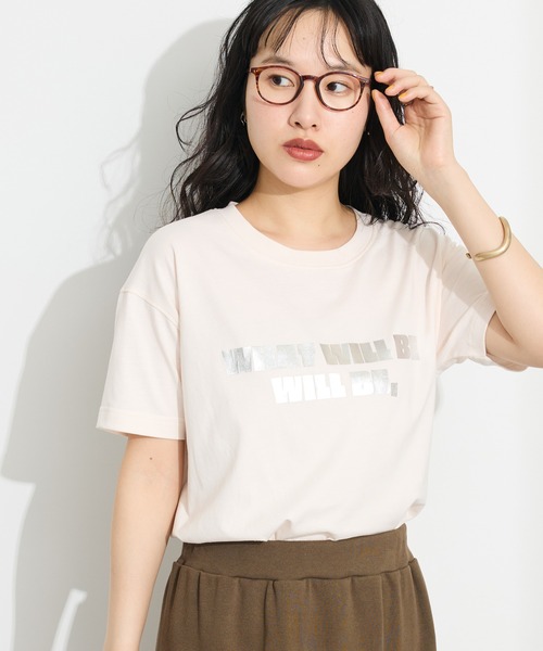 CRAFT STANDARD BOUTIQUE（クラフトスタンダードブティック）の「メタリックロゴプリントTEE（Tシャツ/カットソー・レディース・アイボリー/ブラック/ピンク/ブラウン・FREE）」の2枚目の写真