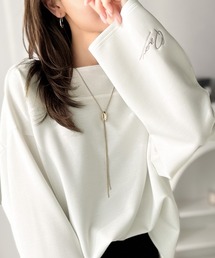 ストライプ柄ボートネック長袖トップス 40代ファッション ボーダー柄ニットトップス長袖ブイネック縞