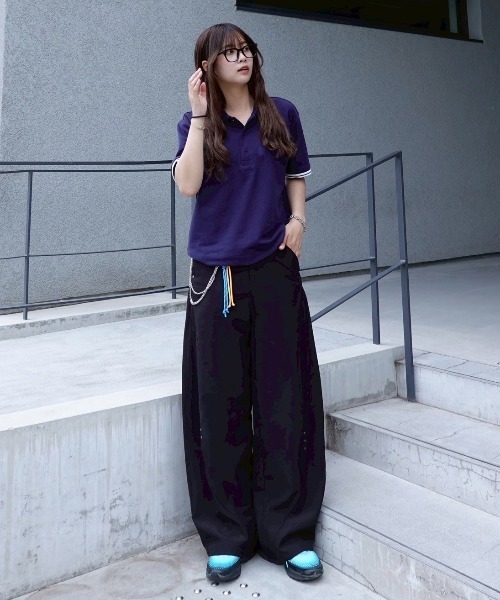 トップス kurumi kurumi - オリジナル刺繍半袖ポロシャツ made in INTERFACTORY