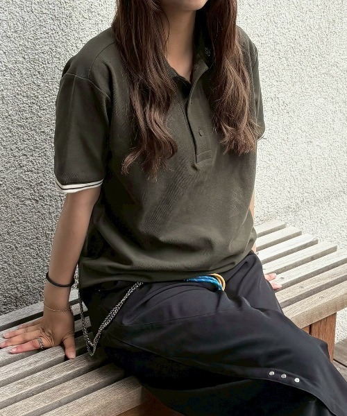 トップス kurumi kurumi - オリジナル刺繍半袖ポロシャツ made in INTERFACTORY