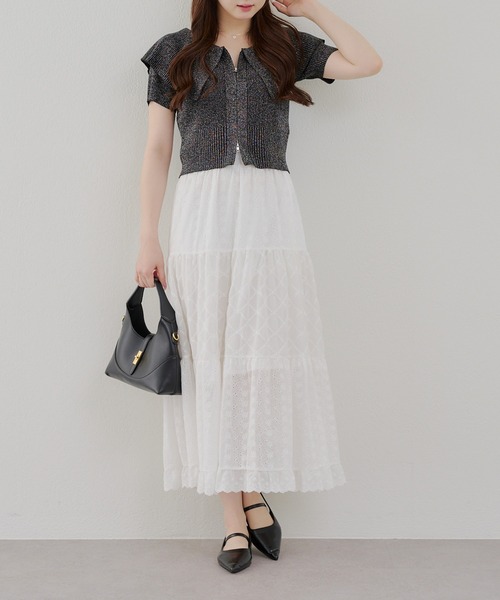 continuer de NICE CLAUP（コンティニューデナイスクラップ）の「BIG衿ラメZIPカーディガン（カーディガン/ボレロ・レディース・ブラック/ピンク/アイボリー/ブラウン・FREE）」の21枚目の写真