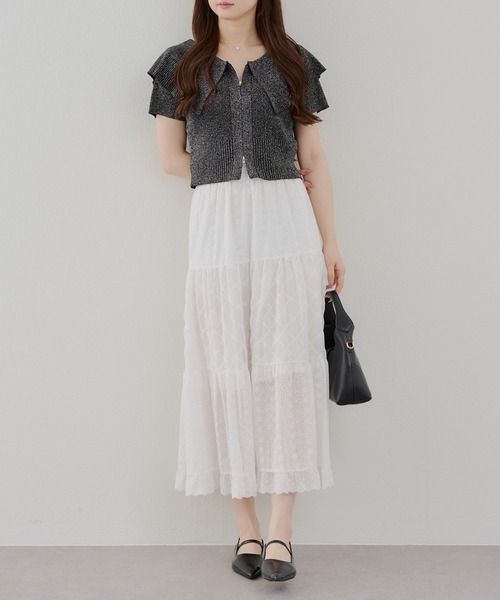 continuer de NICE CLAUP（コンティニューデナイスクラップ）の「BIG衿ラメZIPカーディガン（カーディガン/ボレロ・レディース・ブラック/ピンク/アイボリー/ブラウン・FREE）」の18枚目の写真