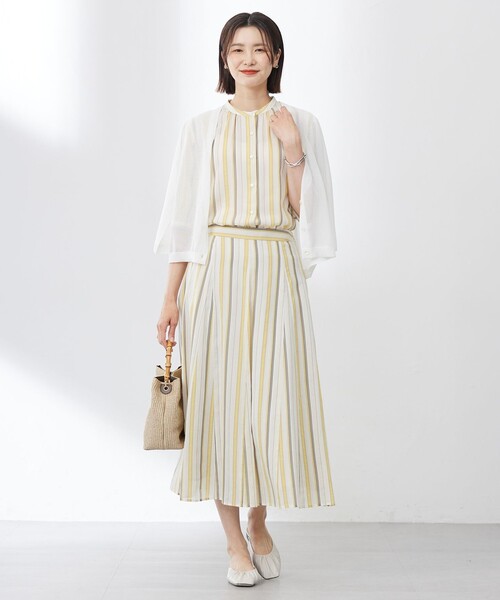 J.PRESS Ladies（J.プレス レディス）の「【洗える】ランダムストライプ ブラウス（シャツ/ブラウス・レディース・サックスブルー系1/ベージュ系1/ネイビー系1・XS）」の8枚目の写真