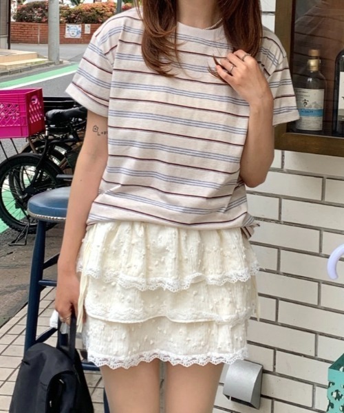 Teem Store(チームストア)の「フリルレース サイドリボンティアードミニスカート(スカート・レディース・アイボリー/ホワイト・F)」の21枚目の写真