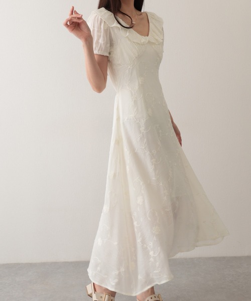Lace Ladies(レースレディース)の「ボタニカル柄 フリル カラー ロング ドレス ワンピース(ワンピース・レディース・イエロー/アイボリー・FREE)」の11枚目の写真