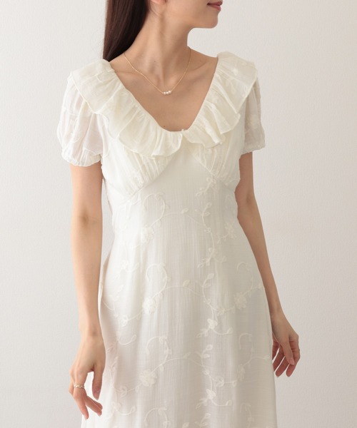 Lace Ladies(レースレディース)の「ボタニカル柄 フリル カラー ロング ドレス ワンピース(ワンピース・レディース・イエロー/アイボリー・FREE)」の12枚目の写真