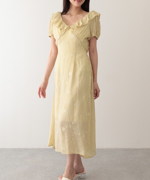 Lace Ladies(レースレディース)の「ボタニカル柄 フリル カラー ロング ドレス ワンピース(ワンピース・レディース・イエロー/アイボリー・FREE)」の17枚目の写真