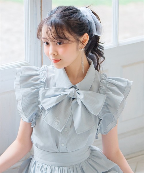 WILLSELECTION(ウィルセレクション)の「刺繍入りボウタイストライプブラウス(シャツ/ブラウス・レディース・グレー系その他/グリーン系その他/レッド系その他/ホワイト系その他・FREE)」の11枚目の写真