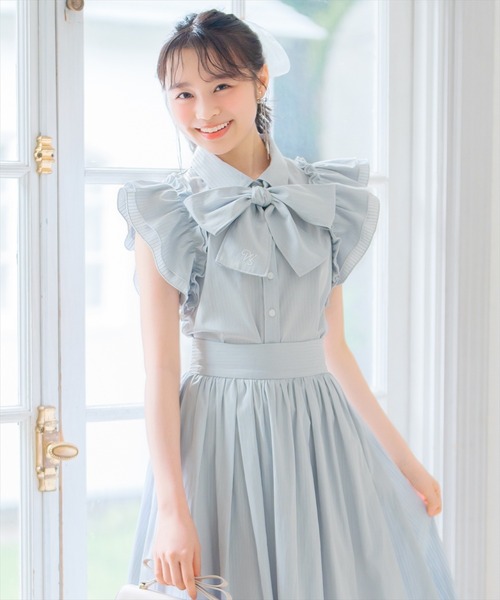 WILLSELECTION(ウィルセレクション)の「刺繍入りボウタイストライプブラウス(シャツ/ブラウス・レディース・グレー系その他/グリーン系その他/レッド系その他/ホワイト系その他・FREE)」の12枚目の写真