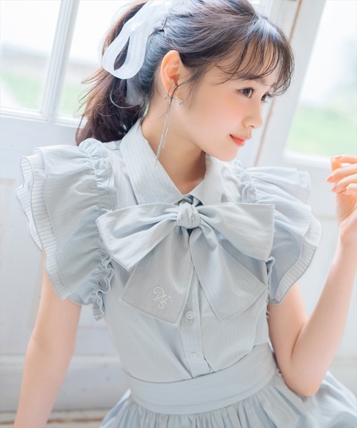 WILLSELECTION(ウィルセレクション)の「刺繍入りボウタイストライプブラウス(シャツ/ブラウス・レディース・グレー系その他/グリーン系その他/レッド系その他/ホワイト系その他・FREE)」の13枚目の写真