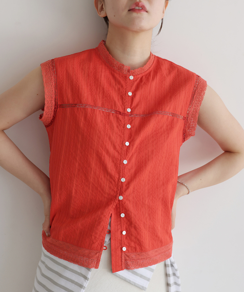 IENA（イエナ）の「インドドビーレースブラウス（シャツ/ブラウス・レディース・ブラック系その他/ホワイト/レッド・FREE）」の3枚目の写真