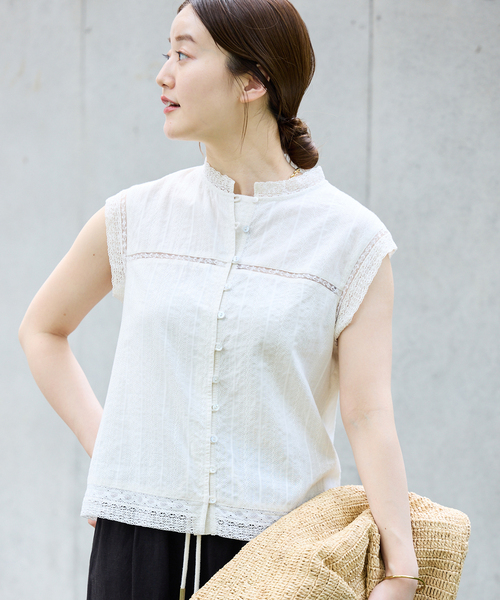 IENA（イエナ）の「インドドビーレースブラウス（シャツ/ブラウス・レディース・ブラック系その他/ホワイト/レッド・FREE）」の2枚目の写真