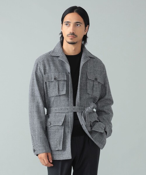 別注】D.C.WHITE / グレンチェック サファリジャケット（ブルゾン