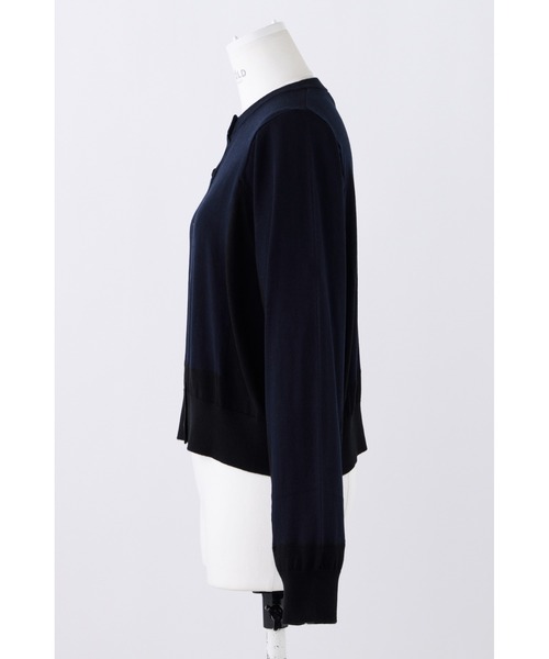 ENFOLD（エンフォルド）の「シルクコットン カラーブロックカーデ（カーディガン/ボレロ・レディース・ダークネイビー・38）」の4枚目の写真