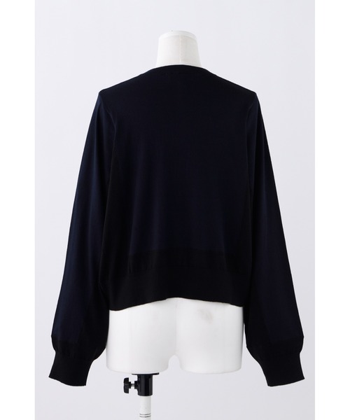 ENFOLD（エンフォルド）の「シルクコットン カラーブロックカーデ（カーディガン/ボレロ・レディース・ダークネイビー・38）」の3枚目の写真