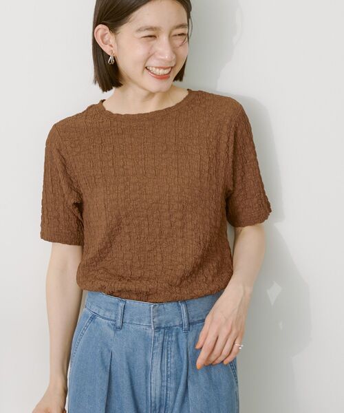AMERICAN HOLIC(アメリカンホリック)の「ぽこぽこ半袖Tシャツ(Tシャツ/カットソー・レディース・ブラウン/ブラック/アイボリー・M/L)」の2枚目の写真