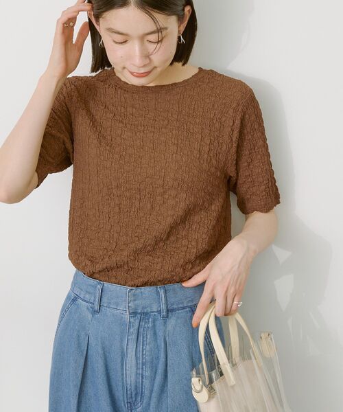 AMERICAN HOLIC(アメリカンホリック)の「ぽこぽこ半袖Tシャツ(Tシャツ/カットソー・レディース・ブラウン/ブラック/アイボリー・M/L)」の5枚目の写真