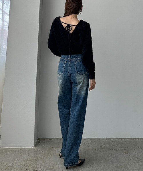 Louere(ルエレ)の「バックオープンニットトップス(ニット/セーター・レディース・アイボリー/ブラック/チャコール・LARGE/MEDIUM)」の7枚目の写真