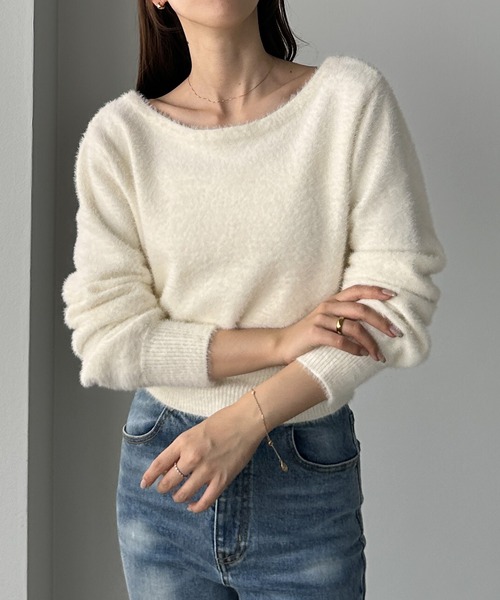 Louere(ルエレ)の「バックオープンニットトップス(ニット/セーター・レディース・アイボリー/ブラック/チャコール・LARGE/MEDIUM)」の16枚目の写真