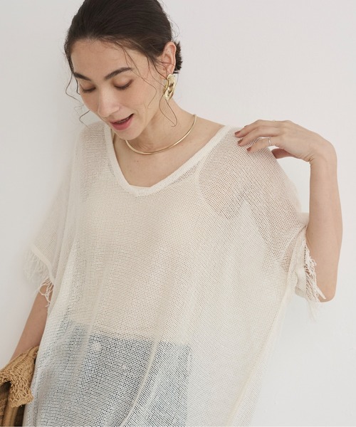 ANGIE(アンジー)の「メッシュジレワンピース / 夏服(ワンピース・レディース・ベージュ/ブラック/オフホワイト・FREE)」の19枚目の写真