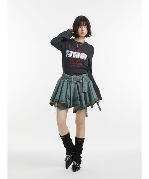 jouetie(ジュエティ)の「グランジワッフルロンT 花柄(Tシャツ/カットソー・レディース・ブラック/オフホワイト/カーキ・MEDIUM)」の19枚目の写真