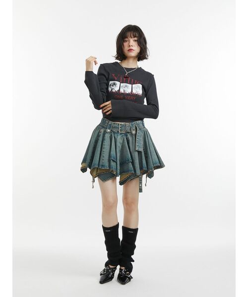 jouetie(ジュエティ)の「グランジワッフルロンT 花柄(Tシャツ/カットソー・レディース・ブラック/オフホワイト/カーキ・MEDIUM)」の21枚目の写真