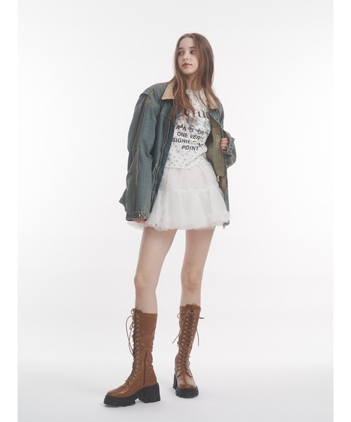 jouetie(ジュエティ)の「グランジワッフルロンT 花柄(Tシャツ/カットソー・レディース・ブラック/オフホワイト/カーキ・MEDIUM)」の7枚目の写真