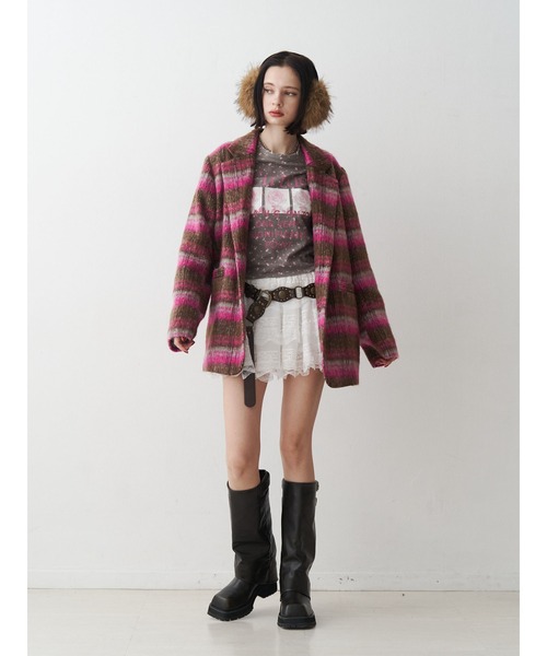 jouetie(ジュエティ)の「グランジワッフルロンT 花柄(Tシャツ/カットソー・レディース・ブラック/オフホワイト/カーキ・MEDIUM)」の16枚目の写真