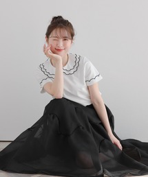 ドット刺繍ギャザースカート（スカート）｜Fit more（フィットモア）の