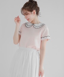 セール】パール襟ジャガードペプラムトップス（その他トップス）｜Fit